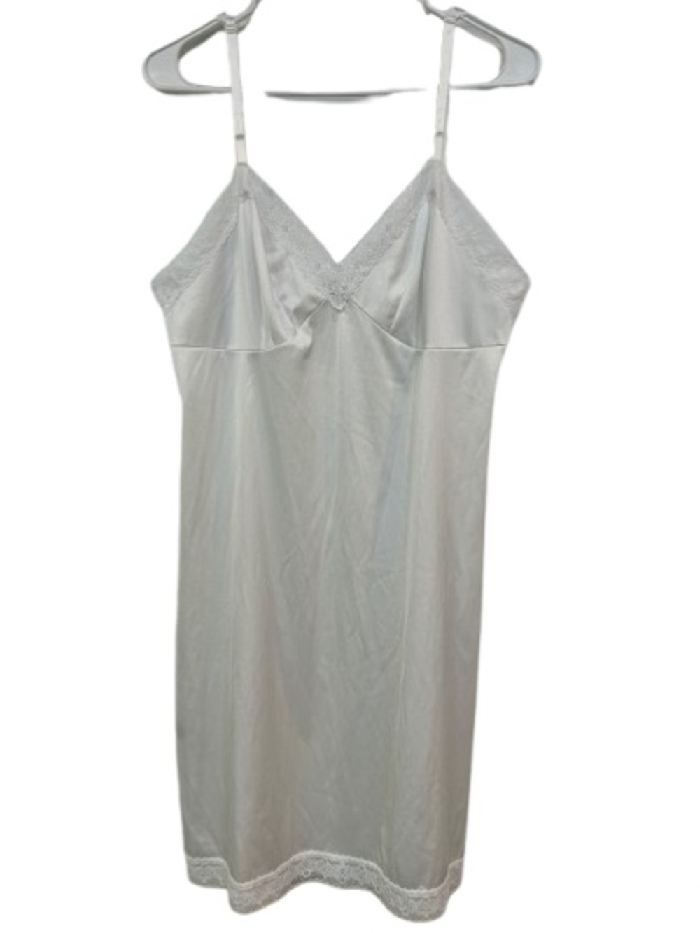 NWOT Vassarette Vintage Inspired White Nylon Lace Trim Full Slip Dress Size 38